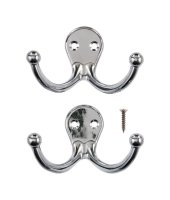 1-3/4 in. L Chrome Silver Metal Small Double Garment Hook 2