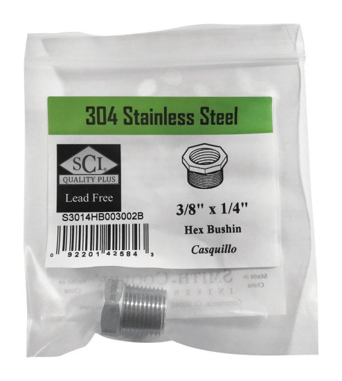 3/8 in. MPT x 1/4 in. Dia. FPT Stainless Steel Hex