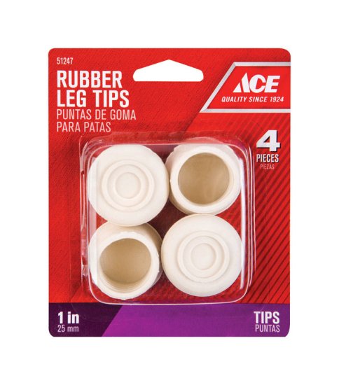 Rubber Leg Tip Off-White Round 7/8 in. W 4 pk