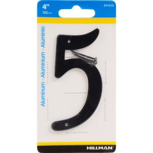 4 in. Black Aluminum Nail-On Number 5 1 pc.