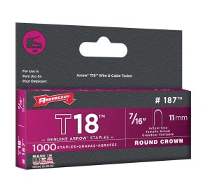 T18 3/16 in. W x 7/16 in. L 18 Ga. Round Crown Wi