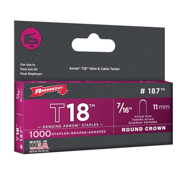 T18 3/16 in. W x 7/16 in. L 18 Ga. Round Crown Wi