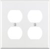 White 2 gang Thermoset Plastic Duplex Outlet Wall Plate