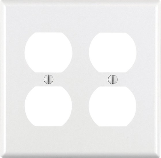 White 2 gang Thermoset Plastic Duplex Outlet Wall Plate