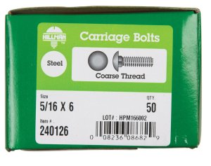 5/16 in. Dia. x 6 in. L Zinc-Plated Steel Carriage Bolt