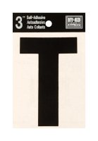 3 in. Black Vinyl Self-Adhesive Letter T 1 pc.