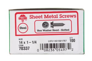 No. 14 x 1-1/4 in. L Slotted Hex Washer Head Zinc-Plated