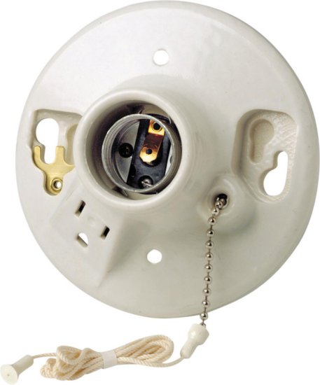 Porcelain Incandescent Medium Base Pull Chain Socket w/O