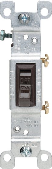 15 amps Single Pole Toggle AC Quiet Switch Brown 1 pk