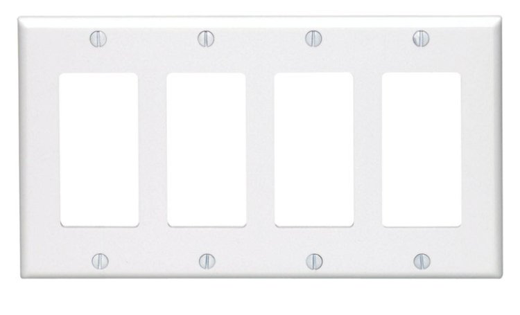 White 4 gang Thermoset Plastic GFCI/Rocker Wall Plate 1