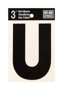 3 in. Black Vinyl Self-Adhesive Letter U 1 pc.