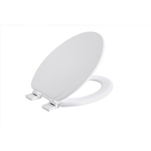 (image for) Elongated White Wood Toilet Seat