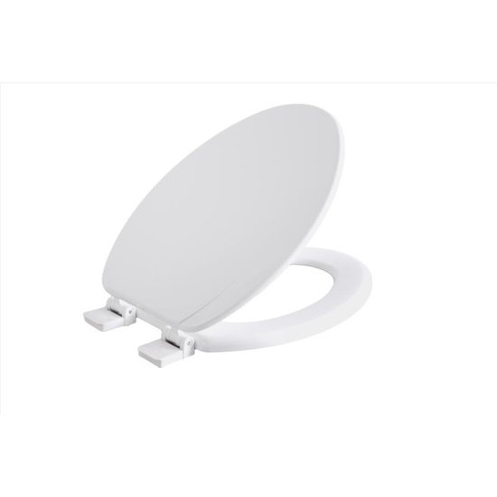 (image for) Elongated White Wood Toilet Seat