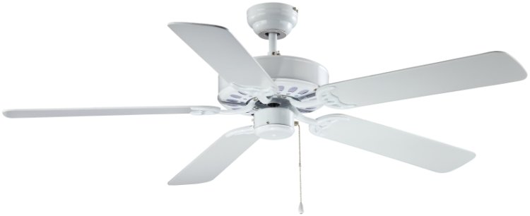 52 in. White Ceiling Fan No Light