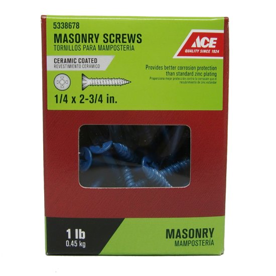 1/4 in. x 2-3/4 in. L Phillips Flat Head Masonry Screws 1 lb