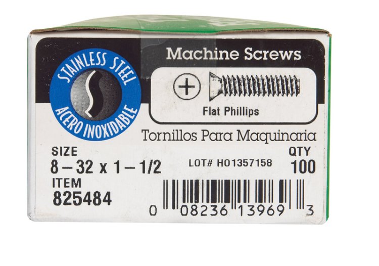 No. 8-32 x 1-1/2 in. L Phillips Flat Head Stainless Steel Machi