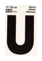 3 in. Reflective Black Vinyl Self-Adhesive Letter U 1 pc.