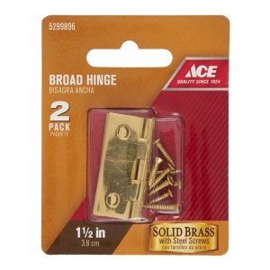 1-1/2 in. W x 1-1/4 in. L Polished Brass Brass Broad Hinge 2