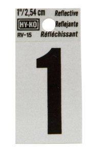 1 in. Reflective Black Vinyl Self-Adhesive Number 1 1 pc.