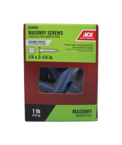 1/4 in. x 3-1/4 in. L Phillips Flat Head Masonry Screws 1 lb