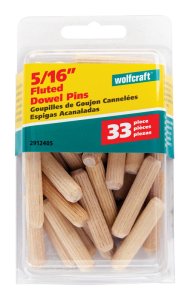 Fluted Hardwood Dowel Pin 5/16 in. Dia. x 1-1/2 in. L