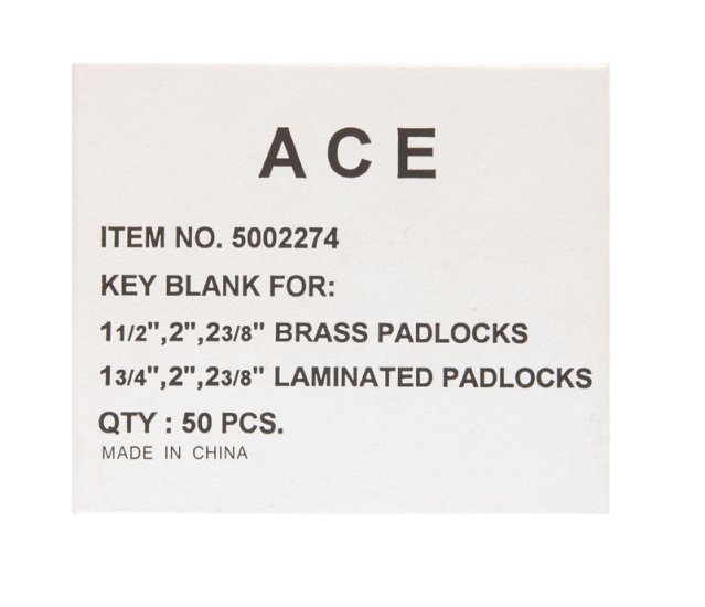 Padlock Key Blank Single sided