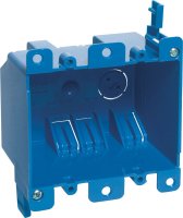3-15/16 in. Rectangle PVC 2 gang Outlet Box Blue