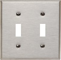 Silver 2 gang Stainless Steel Toggle Wall Plate 1 pk