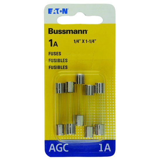 1 amps AGC Glass Tube Fuse 5 pk