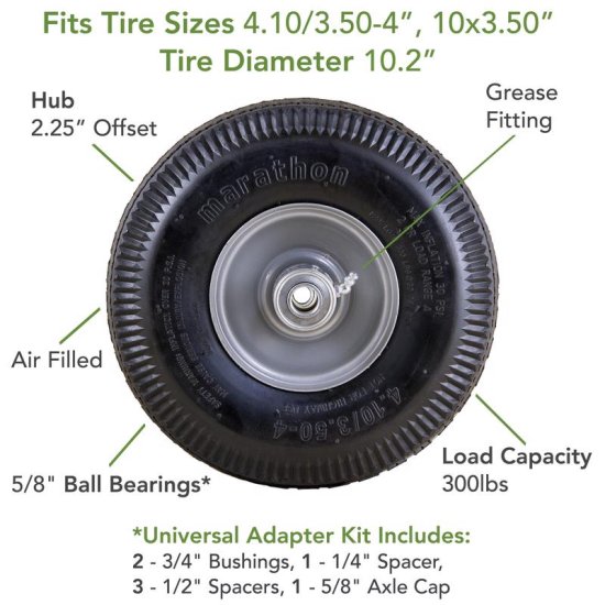 (image for) Universal Fit 4 in. D X 10 in. D 300 lb. cap. Offset Hand Truck Tire Rubber 1 pk