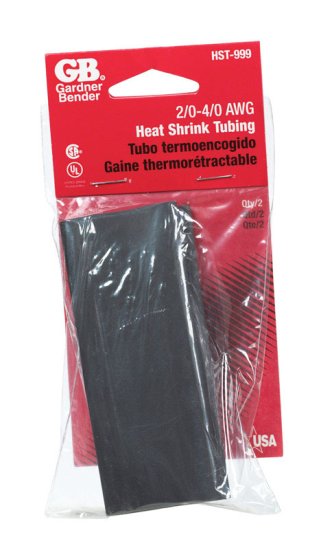 1 in. Dia. Heat Shrink Tubing Black 2 pk