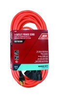 Indoor and Outdoor 25 ft. L Orange Triple Outlet Cord 14/3 S