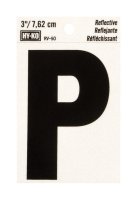 3 in. Reflective Black Vinyl Self-Adhesive Letter P 1 pc.