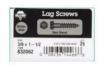 3/8 in. x 1-1/2 in. L Hex Stainless Steel Lag Screw 25 p