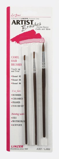 No. 2, 4, 6 W Round Artist Paint Brush Set