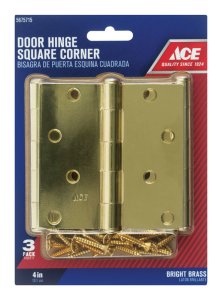 4 in. L Bright Brass Door Hinge 3 pk