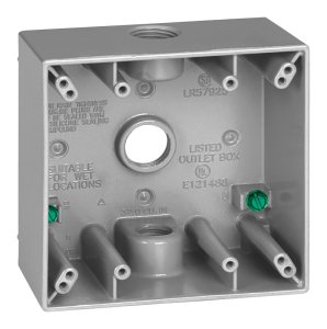 4-1/2 in. Square Metallic 2 gang Weatherproof Box 1/2" 3-Hole