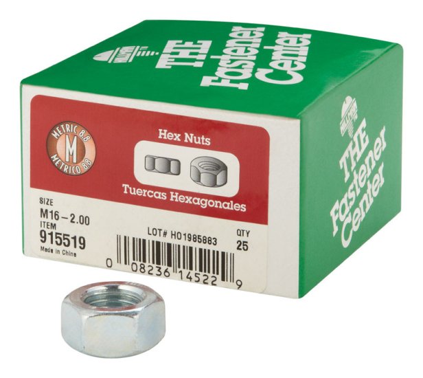 M16-2.00 mm Zinc-Plated Steel Metric Hex Nut 25 pk