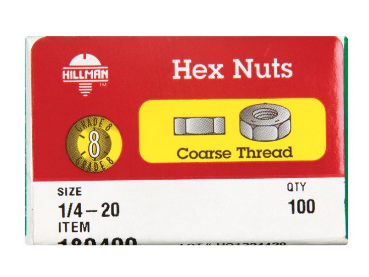 1/4 in. Zinc Dichromate Steel USS Hex Nut 100 pk