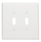 White 2 gang Plastic Toggle Wall Plate Jumbo