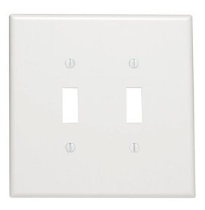 White 2 gang Plastic Toggle Wall Plate Jumbo