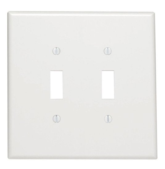 White 2 gang Plastic Toggle Wall Plate Jumbo