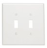 (image for) White 2 gang Plastic Toggle Wall Plate Jumbo