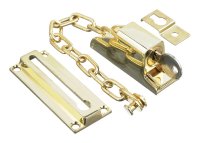 3.32 in. L Bright Brass Steel Keyed Chain Door Guard