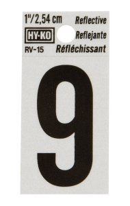 1 in. Reflective Black Vinyl Self-Adhesive Number 9 1 pc.