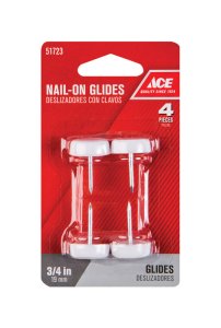 White 0.75 in. Nail-On Nylon/Plastic Chair Glide 4 pk