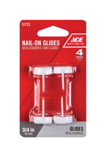 White 0.75 in. Nail-On Nylon/Plastic Chair Glide 4 pk