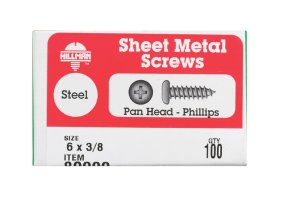 No. 6 x 3/8 in. L Phillips Pan Head Zinc-Plated Steel Sh