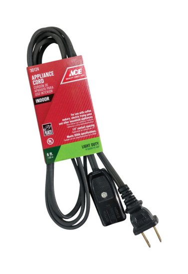 18/2 HPN 125 volt 6 ft. L Appliance Cord