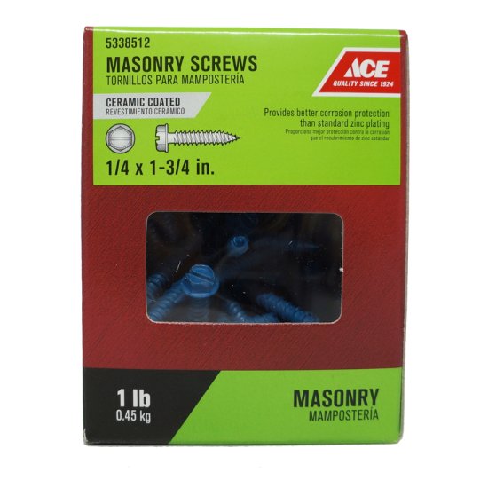 1/4 in. x 1-3/4 in. L Slotted Hex Washer Head Masonry Screws